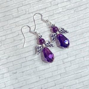 3/$18 Angel Earrings - Silver and Violet
